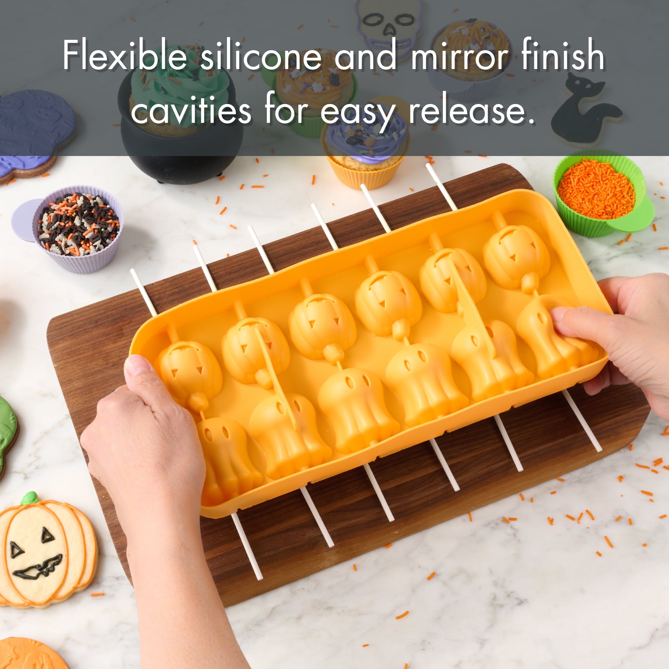 Way To Celebrate 12 Cavity Silicone Cake Pop Pan, Orange