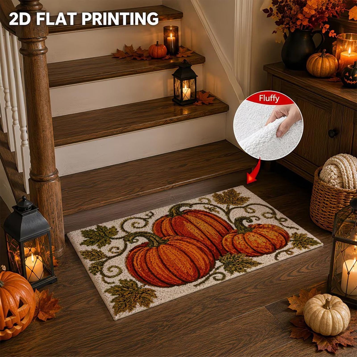 Halloween Decor Black Cat Doormat 15.75x23.62 Inch Fall Pumpkin Moon Design Non Slip Indoor Entrance Rug for Home Entryway Decor