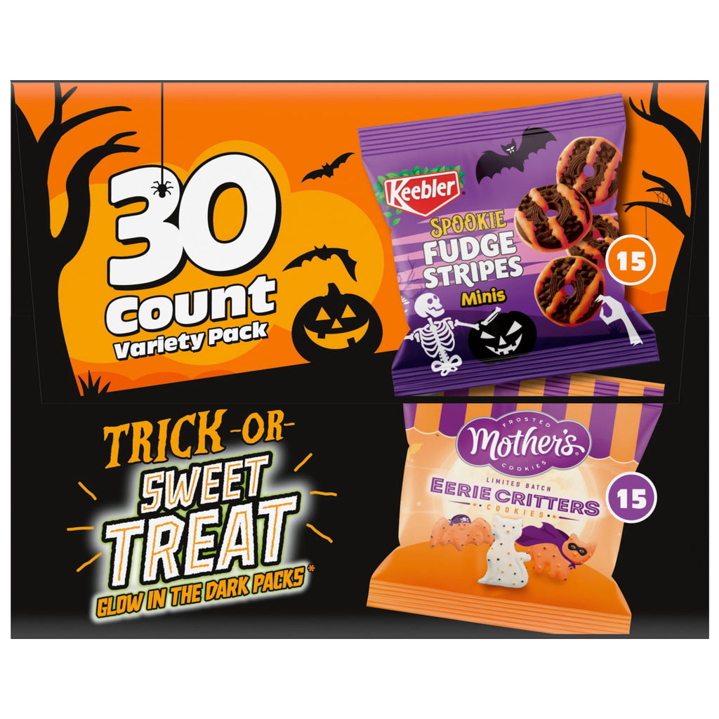 Keebler Trick Or Sweet Treat Variety Pack, Spookie Fudge Stripes Minis & Mother’s Eerie Critters, 30 Ct, 15 oz