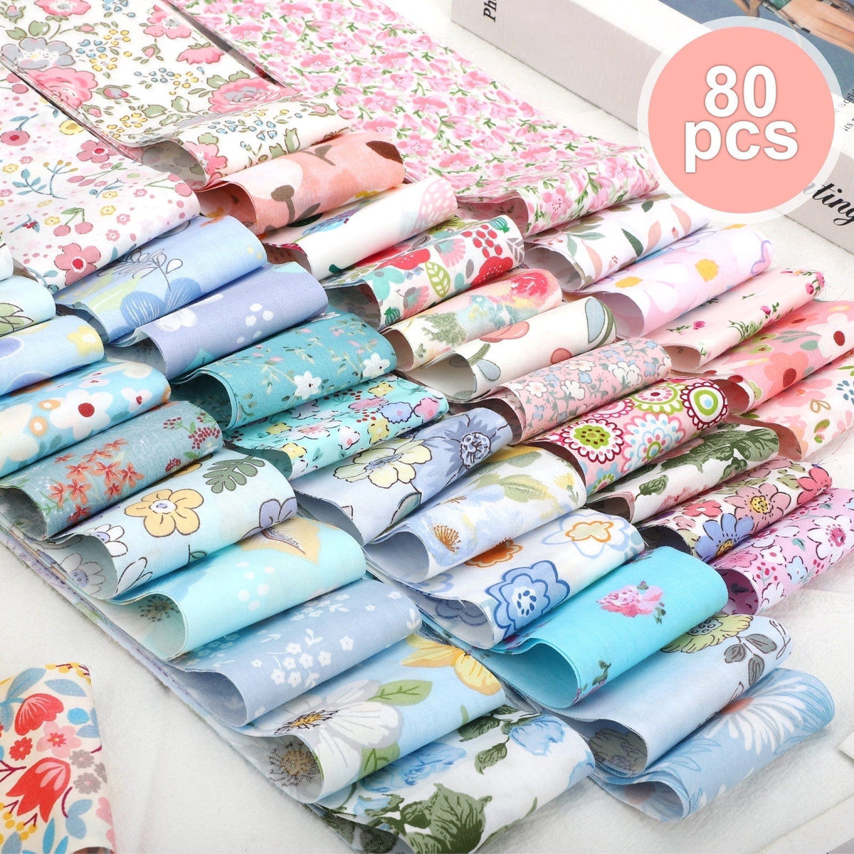 80pcs Jelly Roll Fabric Strips, EEEkit 2.5'' Precut Quilting Fabric for Sewing and Crafts