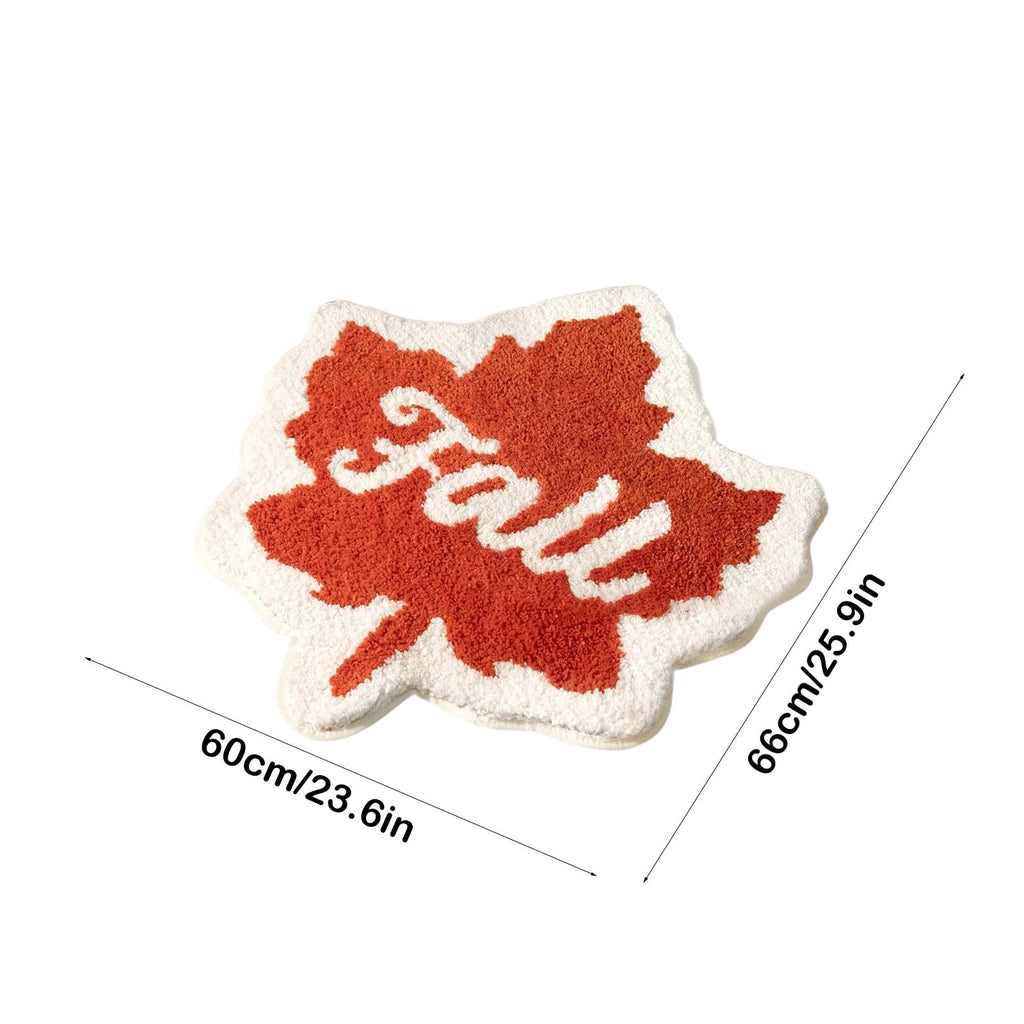 Fall Area Rug Maple Leaf Pumpkin Imitation Wool Mat 27.56x27.56in Polyester Skidproof & Soft for Living Room Bedroom Entryway Fall Doormat by MPOISVA