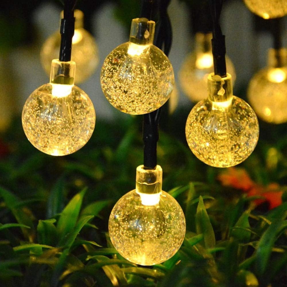 LINLIN Solar Crystal Ball String Lights,Waterproof LED Bubble Globe Solar Fairy Lights 8 Mode Ball String Lights for Bistro Garden Yard Home Party Wedding Christmas Decoration