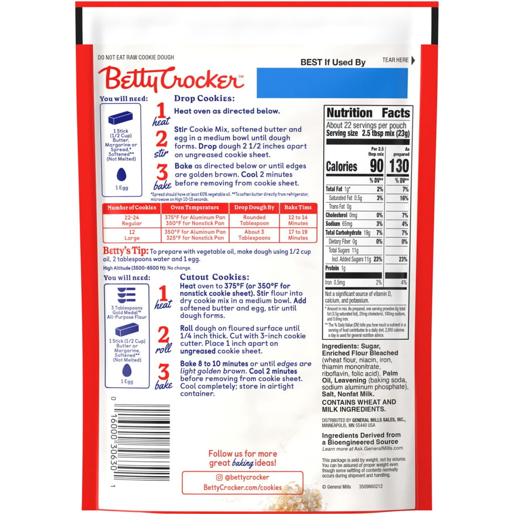 Betty Crocker Sugar Cookies, Cookie Baking Mix, 17.5 oz