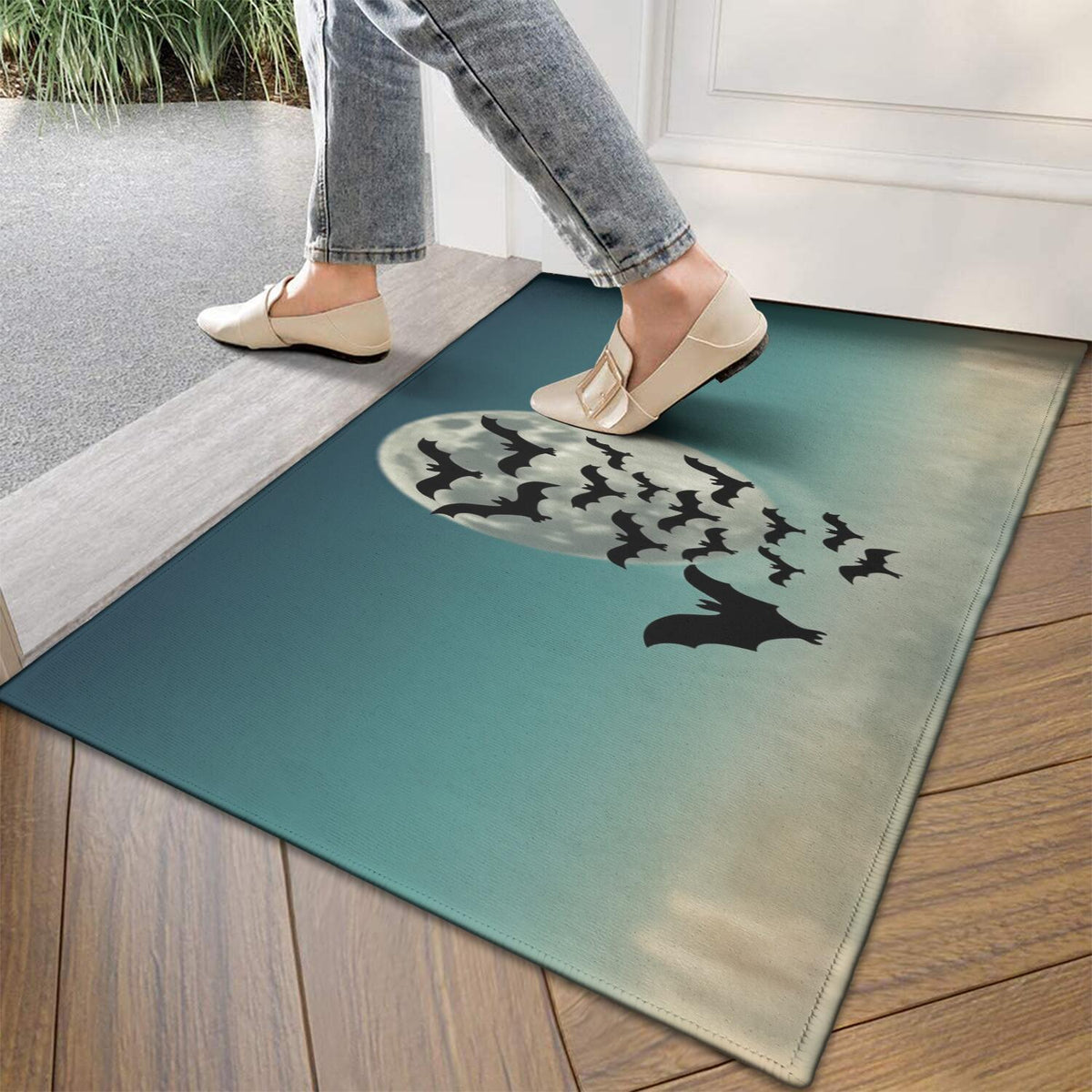 Happy Halloween Door Mat Decorations Spider Bat Doormat Plain the Indoor Door Mat/Outdoor Crystal Velvet 30x17 Inches