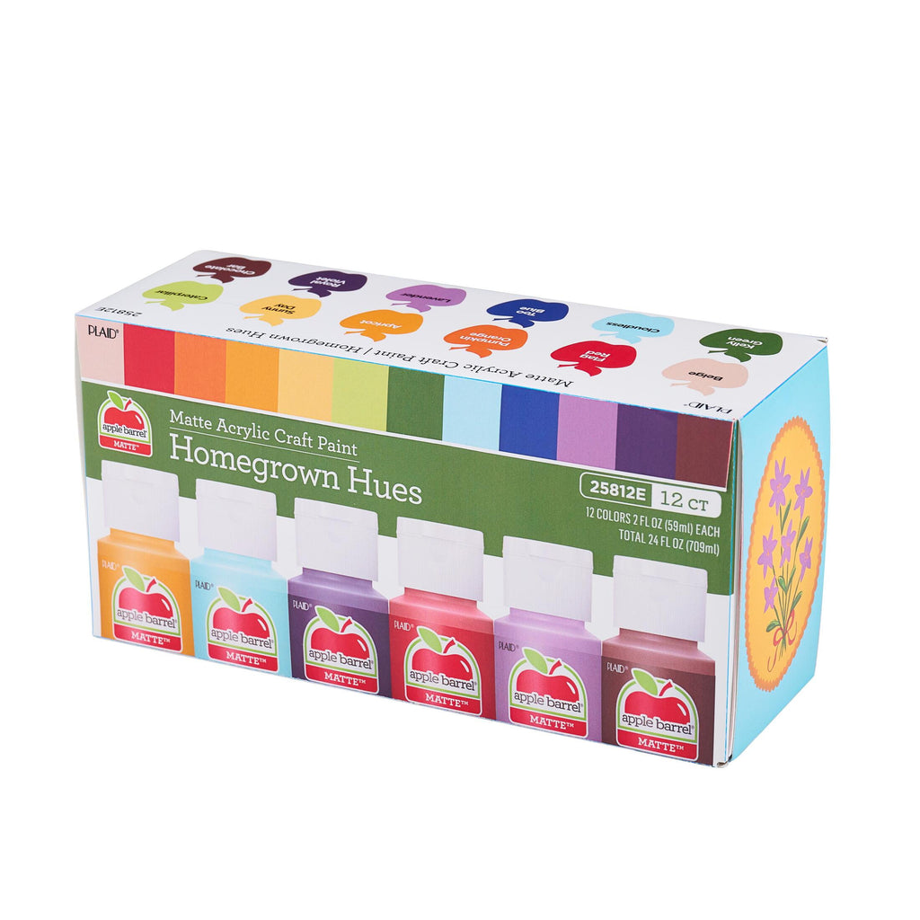 Apple Barrel Homegrown Hues 2 fl oz Acrylic Craft Paint Kit, Matte Finish, 12 Piece