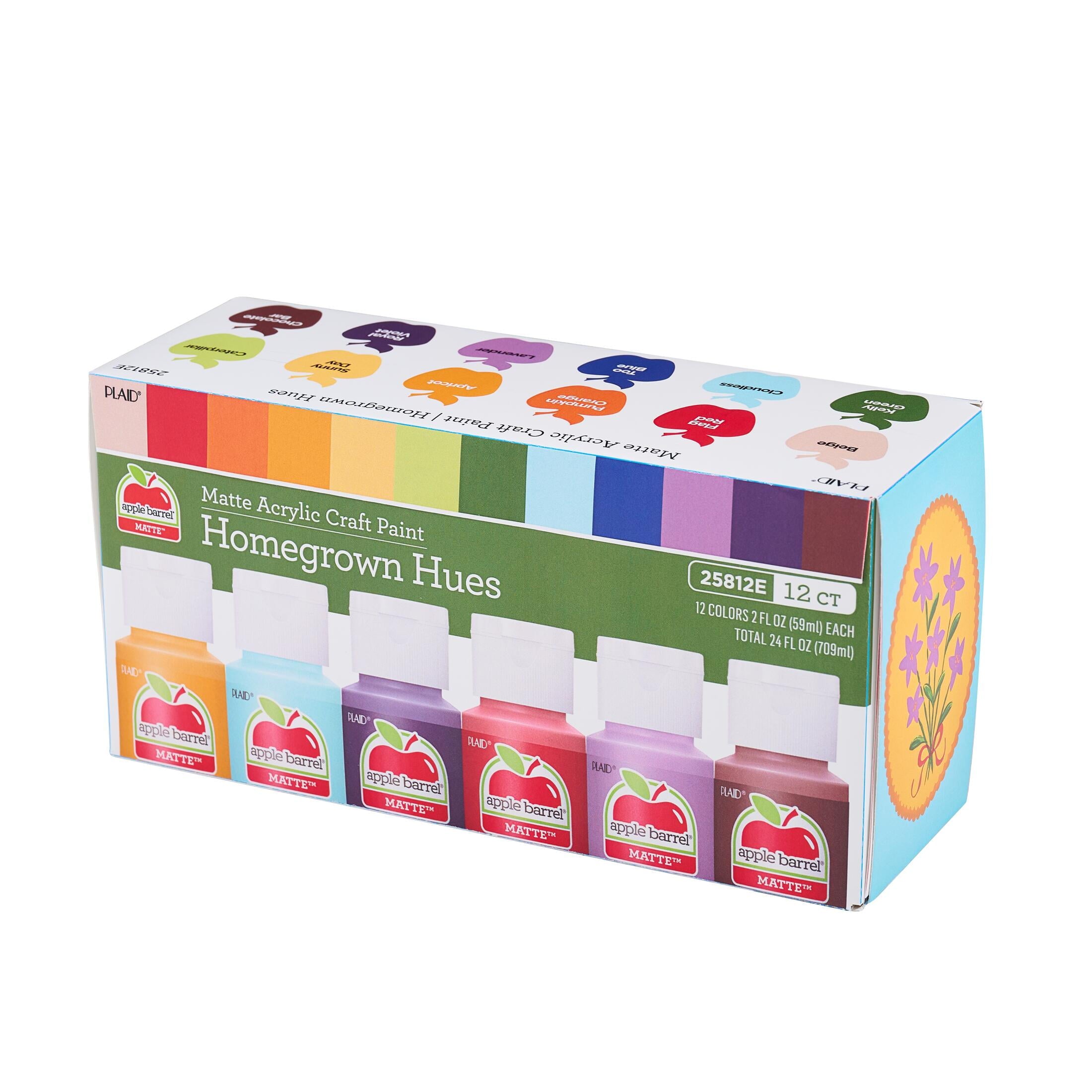 Apple Barrel Homegrown Hues 2 fl oz Acrylic Craft Paint Kit, Matte Finish, 12 Piece