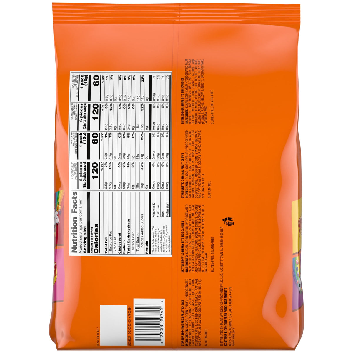 Skittles & Starburst Fun Size Chewy Halloween Candy Variety Pack, 20 Ct Bulk Bag