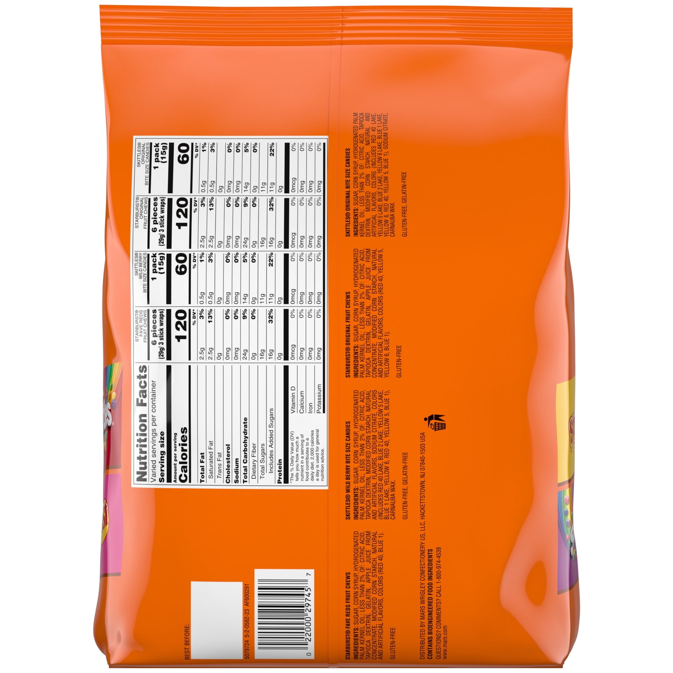 Skittles & Starburst Fun Size Chewy Halloween Candy Variety Pack - 140 Ct Bulk Bag