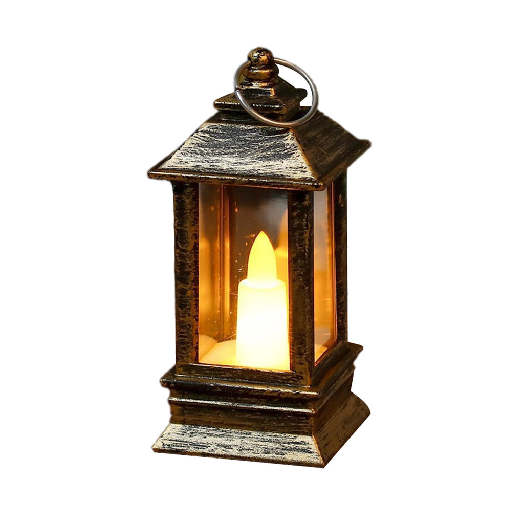 Lanterns Decorative Indoor & Outdoor- Black Candle Lantern, 3.7in Waterproof LED Lantern for Patio & Porch, Battery-Powered Hanging Vintage Lanterns with Timer for Weddings, Transparent