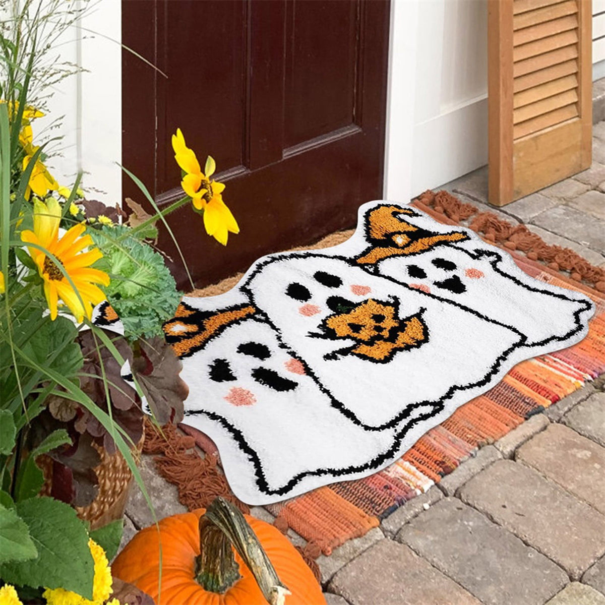 Stijggn Halloween Kitchen Rugs Halloween Mat Halloween Decorations Doormat, Welcome Mats for Front Door,Spooky Outdoor Mats for Front Door, Living Room, Bedroom, K-ids' Room
