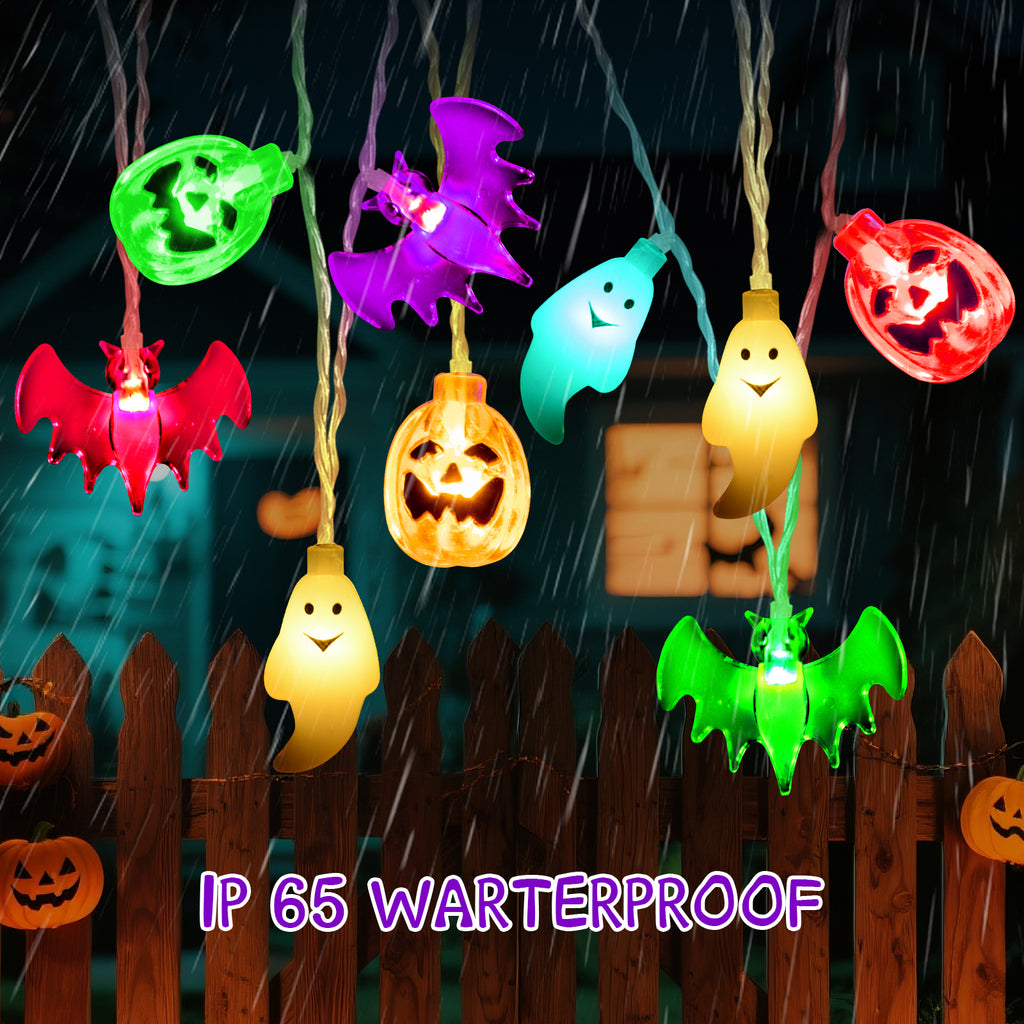 Qoosea Halloween Pumpkin String Lights, 20 LED 10.5ft 8 Modes Waterproof Orange Halloween Decorations Outdoor Indoor Bedroom Camper Party Decor