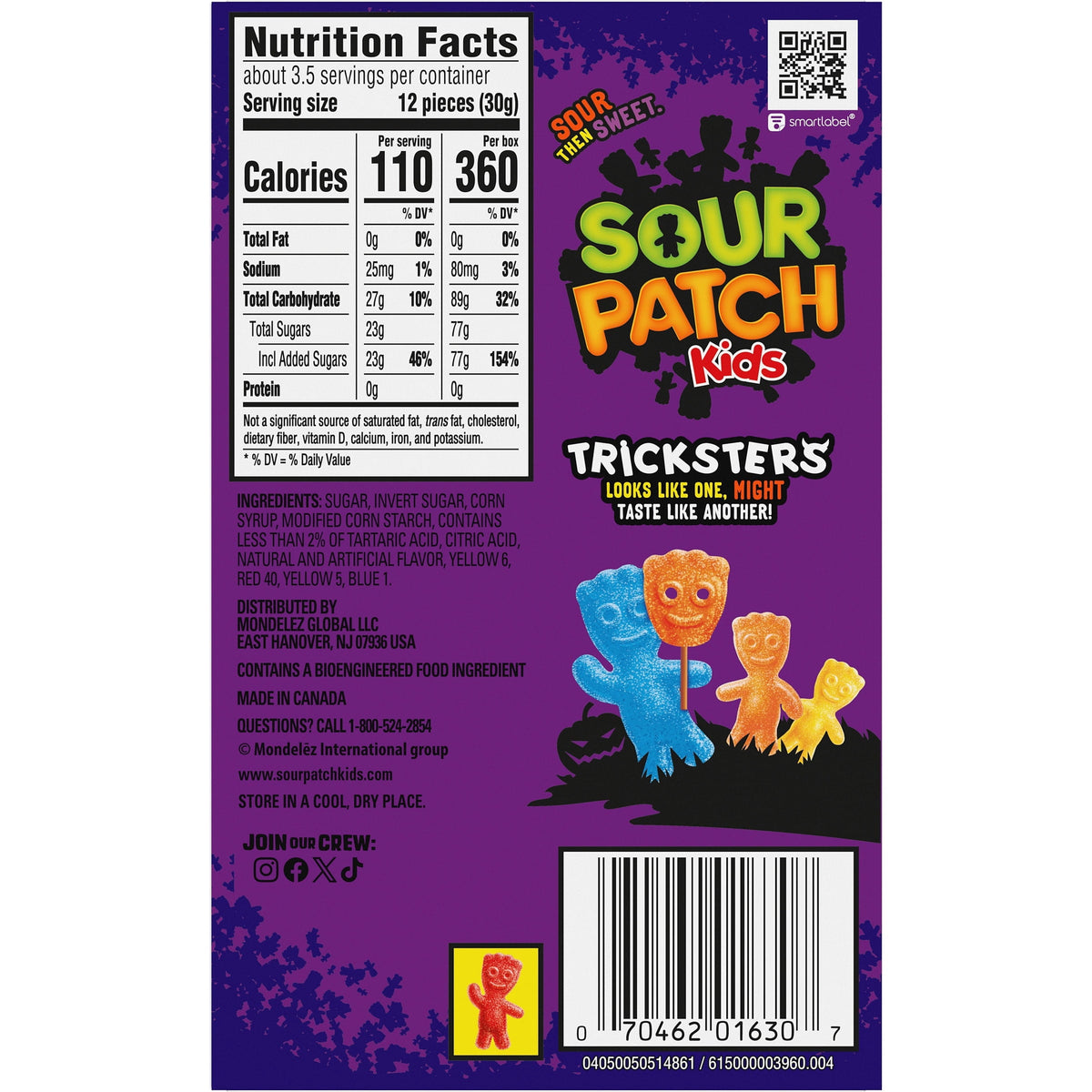 SOUR PATCH KIDS Tricksters Soft & Chewy Gummy Halloween Candy, 3.52 oz