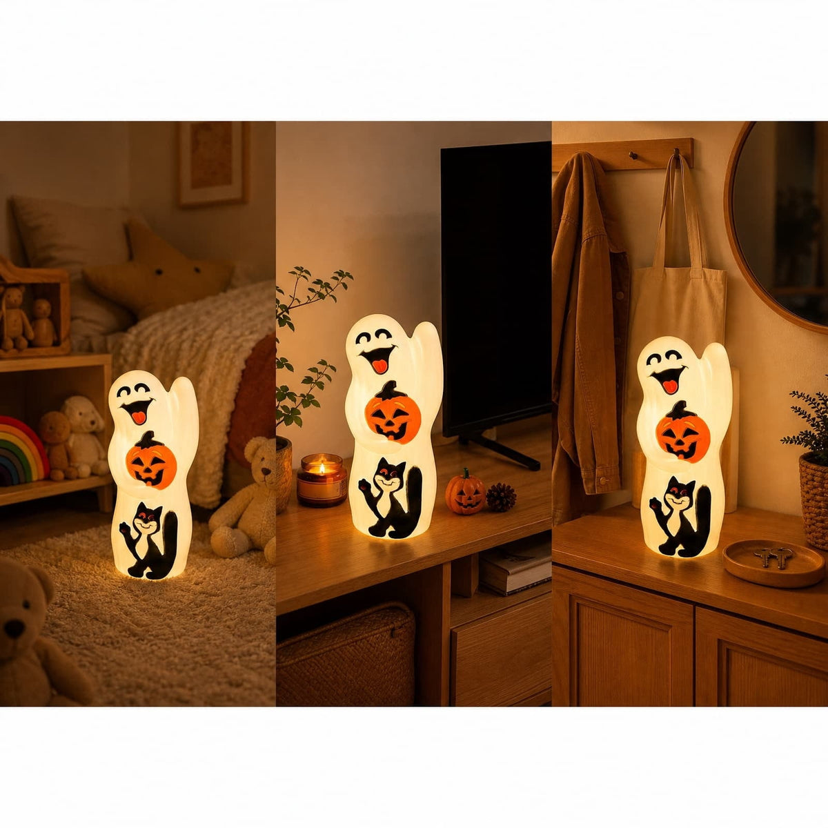 Ghost Night Light Halloween Decorations Bedside Night Light with Tap Control, Dimmable Nursery Decor Lamp, Fun Ghost Gift for K*ids, Halloween Room Decor, Ghost Lamp