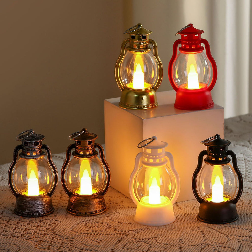 Djiypn Mini Lanterns 2Pack LED Small Lanterns Decorative Indoor Outdoor Hanging Lantern Decorative Candle Light Farmhouse Decor for Weddings Western Camping Party Halloween Christmas Decorations