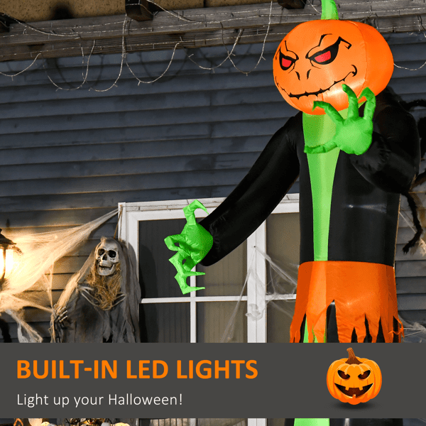 9FT Halloween Inflatable Pumpkin Ghost, 6 LED Lights, Waterproof Polyester, Automatic Inflation for Indoor/Outdoor Yard/Neighborhood Decor