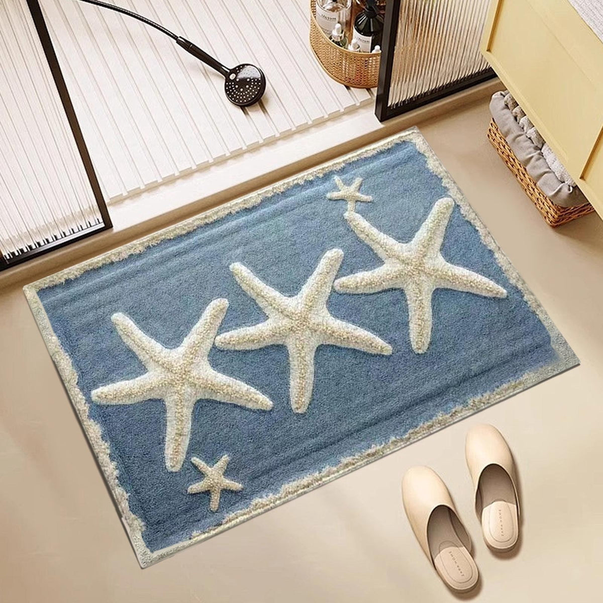 Door Mat Clearance- 16x24in Starfish Seashell Bath Mat Ocean Sea Theme Non-Slip Washable Beach Door Mat for Kitchen Bedroom Laundry Entryway Decor