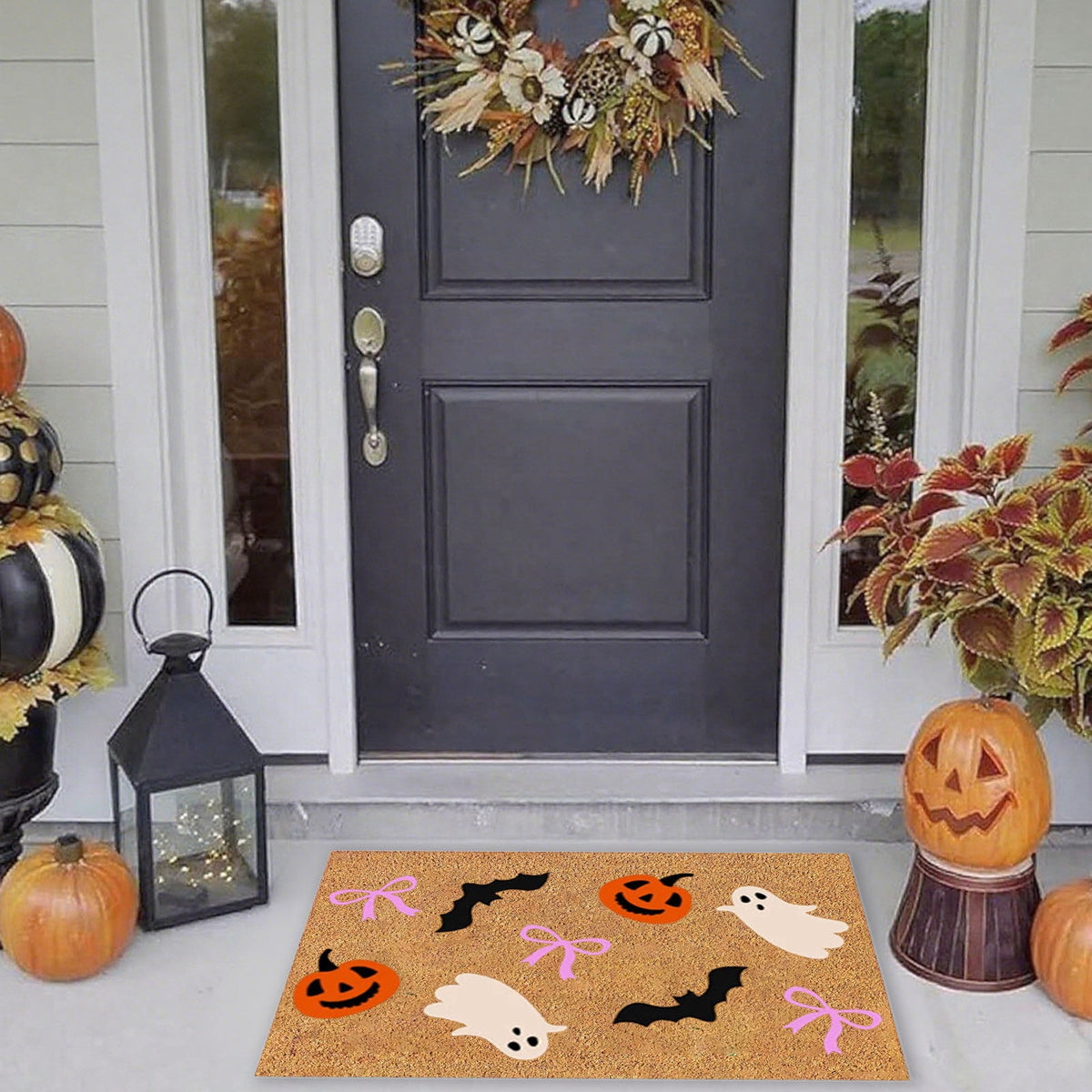 Mauxuk Halloween Doormat Non-Slip Scary Decor Coir Imitation Mat Durable Indoor Outdoor Rug 23.6x15.7 Inches Holiday Welcome Mat for Porch Home Decor