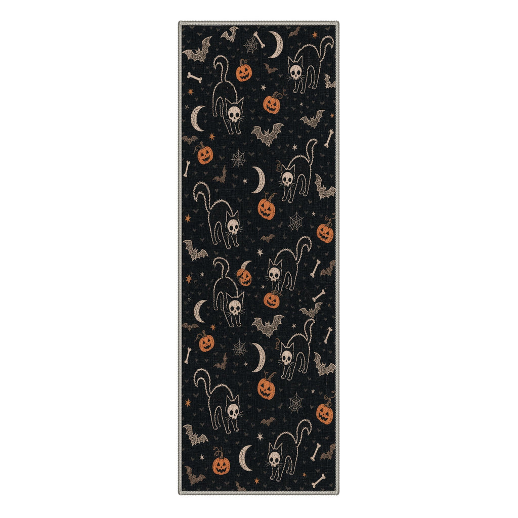 GENIMO 2'x7' Halloween Runner Rug, Washable Non Slip Soft Farmhouse Pumpkin Indoor Outdoor Hallway Runner for Porch Patio Kitchen Entryway, Vintage Sepia