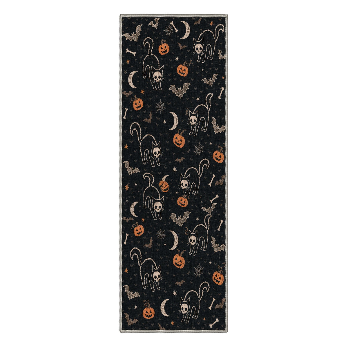 GENIMO 2'x7' Halloween Runner Rug, Washable Non Slip Soft Farmhouse Pumpkin Indoor Outdoor Hallway Runner for Porch Patio Kitchen Entryway, Vintage Sepia