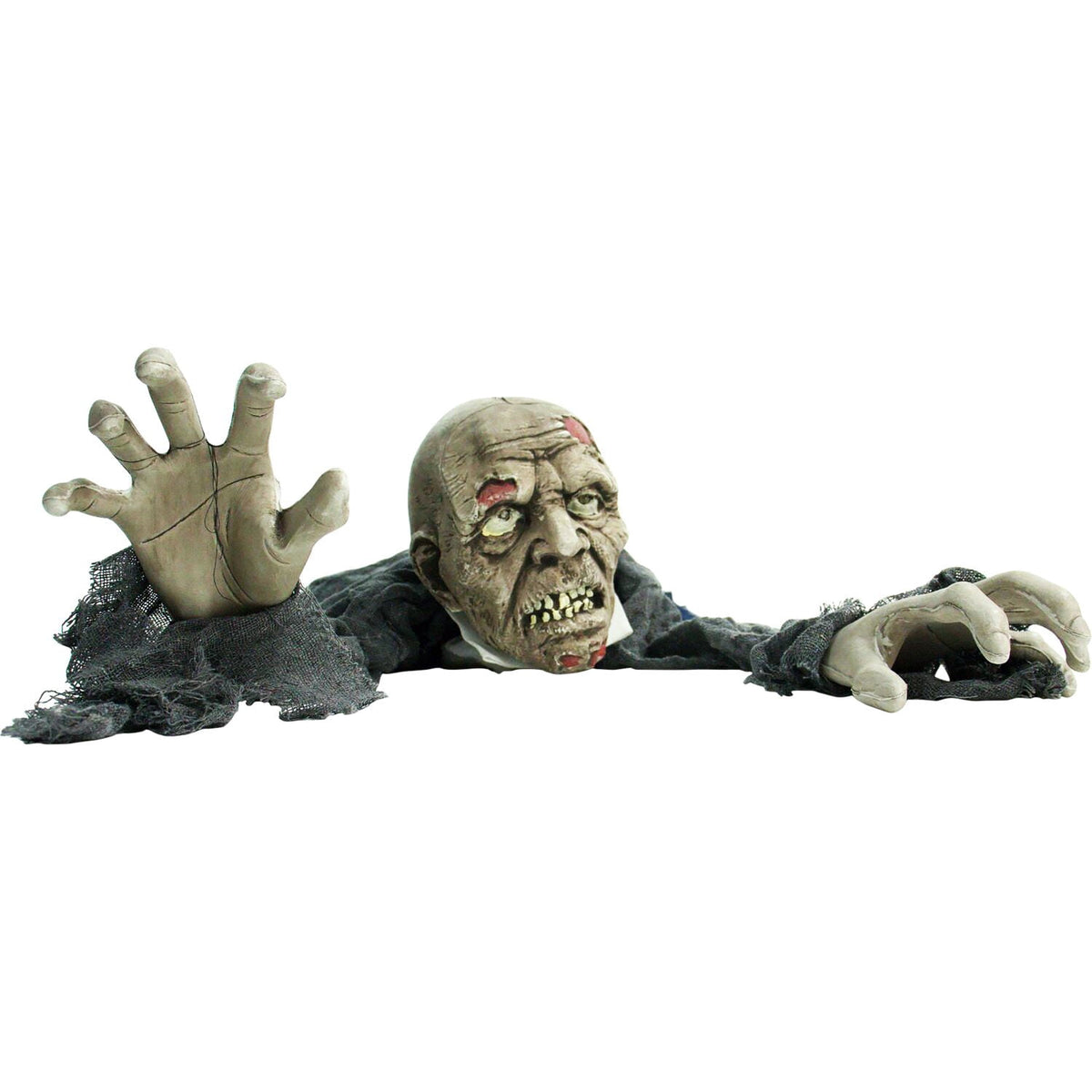 Haunted Hill Farm 5.1 ft Animatronic Zombie, Indoor/Outdoor Halloween Decoration, Flashing Red Eyes, HHGBZOMB-2LSA