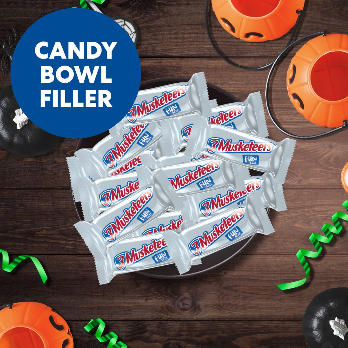 3 Musketeers Fun Size Chocolate Halloween Candy Bars, Treat Size - 7.34 oz Bag