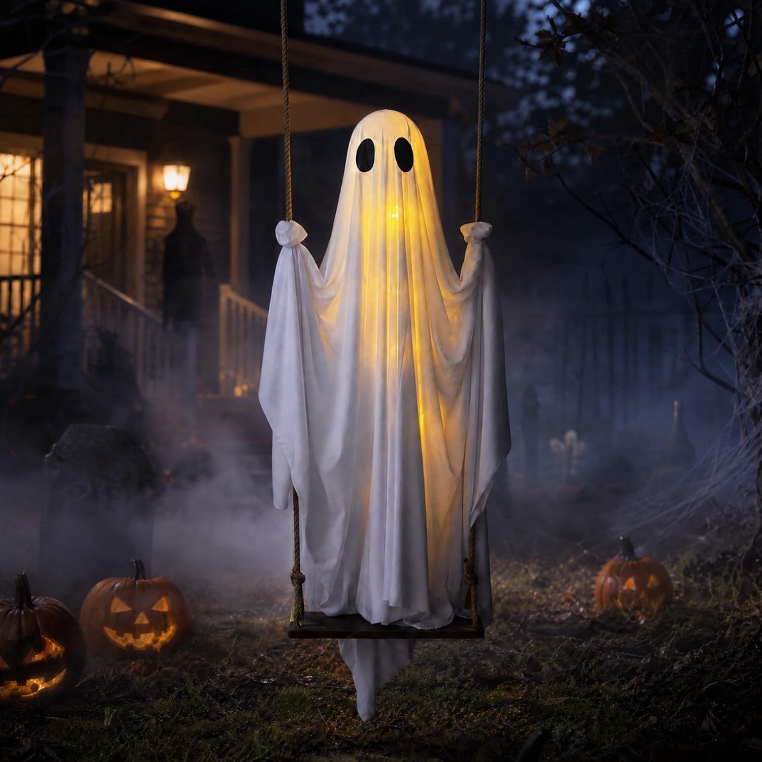 Clearance Halloween Decor-Halloween Decorations Indoor-Light up Ghost in Glass Like-Cute Ghost with Light for Home Kitchen Mantel Tabletop Party Decor and Holiday Decorations Best Halloween Gifts
