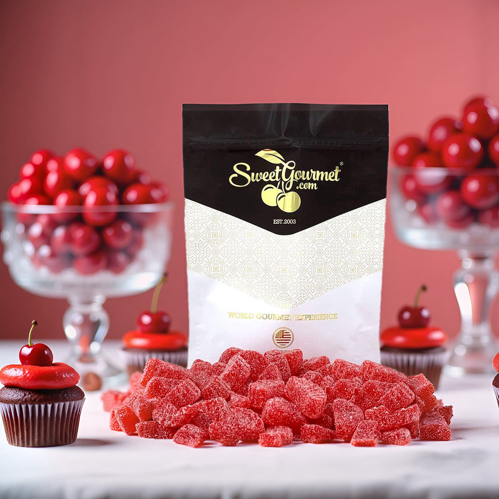 SweetGourmet Jelly Cherry Slices Bulk Candy | 1 Pound