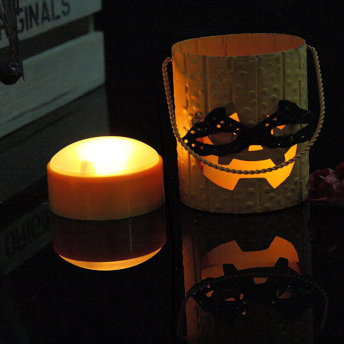 Candle Choice Set of 2 LED Pumpkin Lights with Remote and Timer, Jack-O-Lantern Light, Halloween Light, Flameless Candles for Pumpkins, Orange