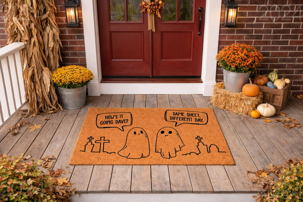 Ghosts Same Sheet Different Day I Love Halloween Door Mat | Funny Doormat | Welcome Mat | Halloween Decor | Home Doormat | Halloween Mat