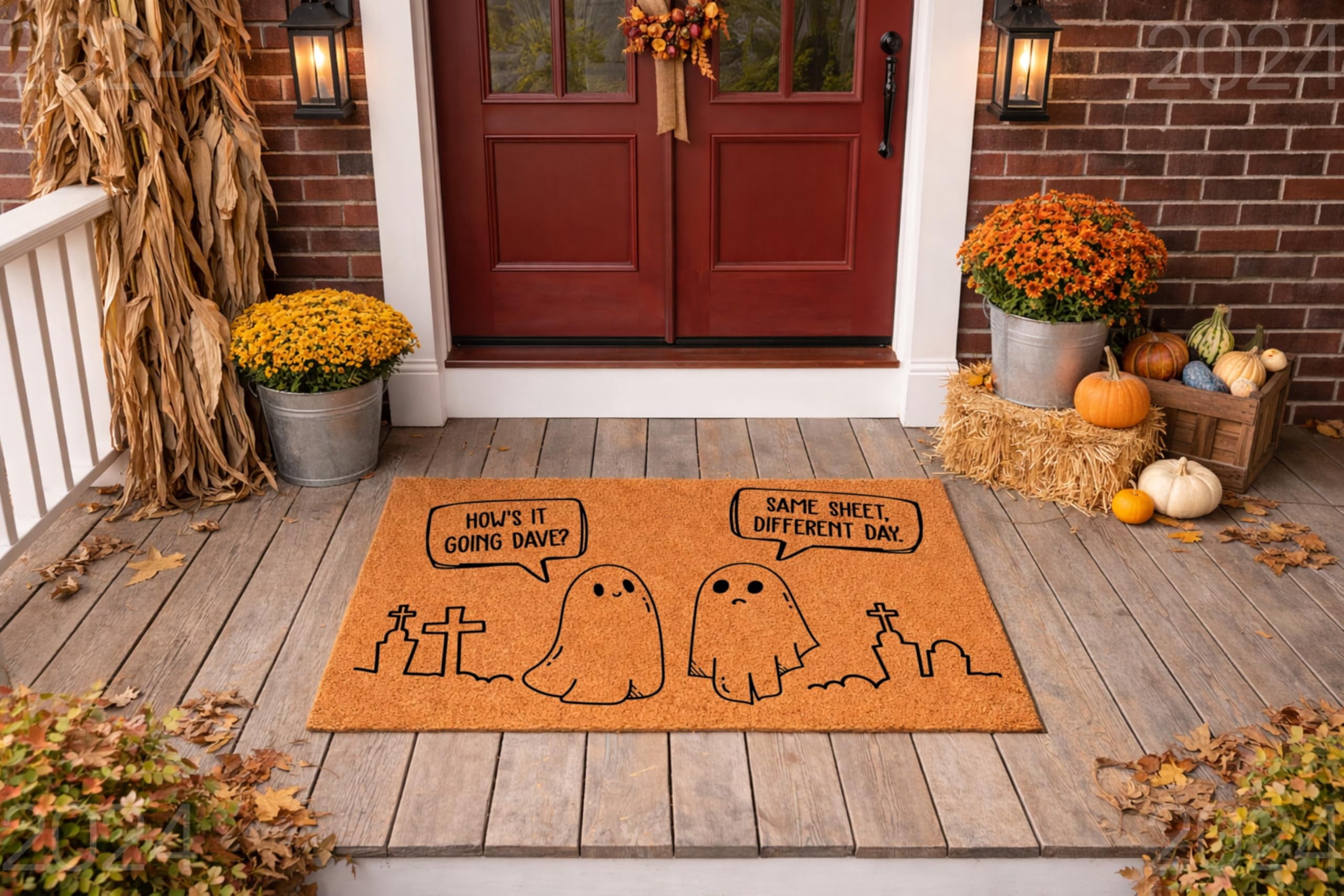 Ghosts Same Sheet Different Day I Love Halloween Door Mat | Funny Doormat | Welcome Mat | Halloween Decor | Home Doormat | Halloween Mat