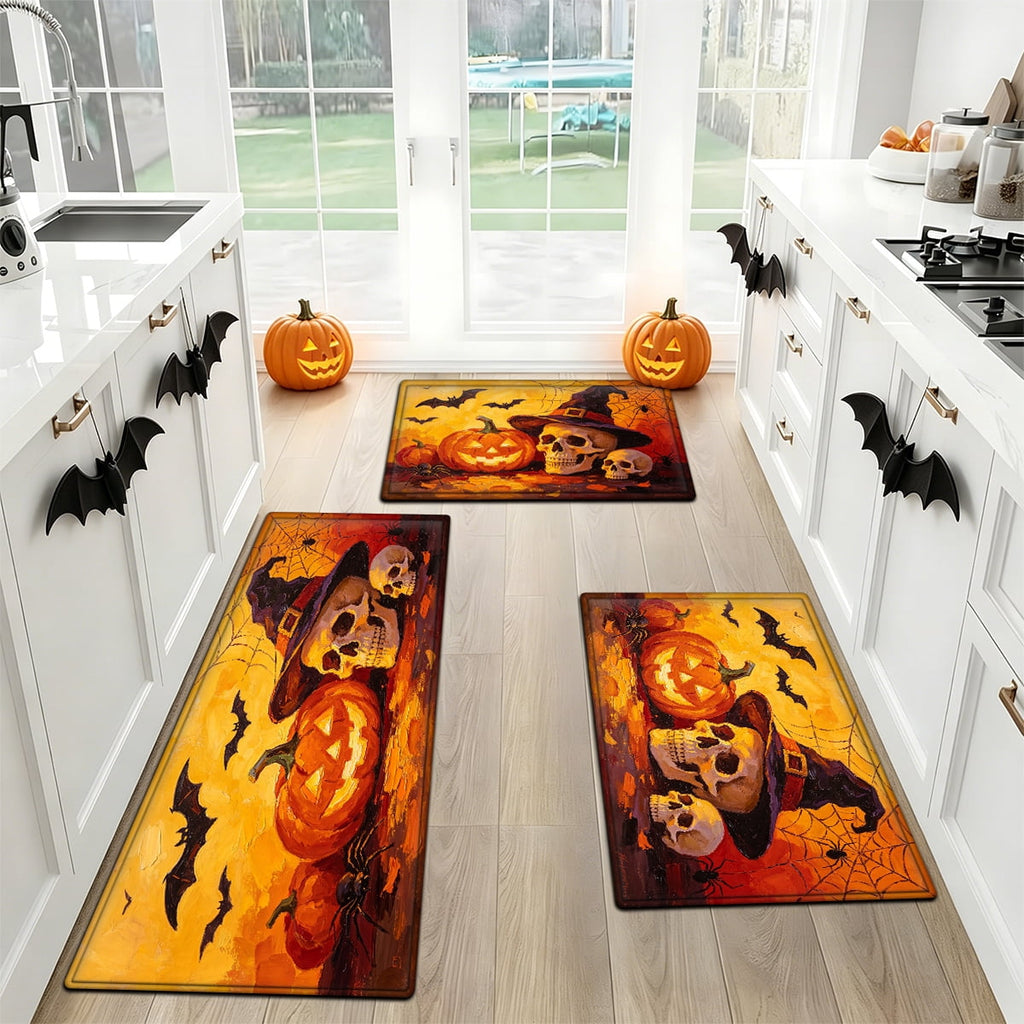 YIMEIS Halloween Pumpkin Lanterns 1Pc Flannel Mat and Kitchen Rugs,Soft Non-slip,Perfect for Home Bathroom