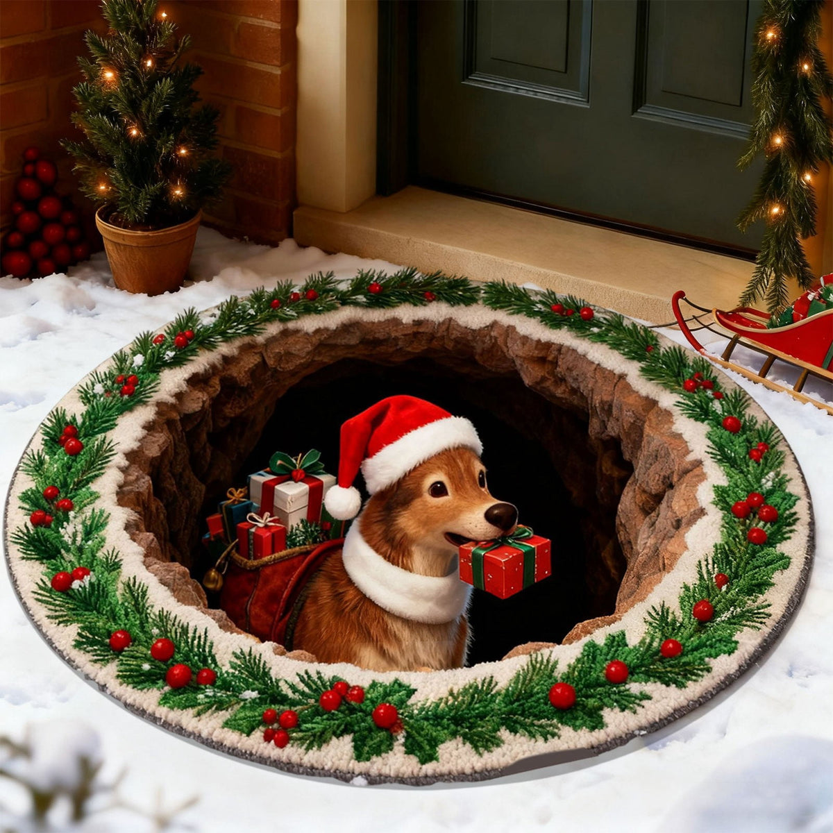 Tupukom Gifts Under 5 Dollars Christmas Doormat With Non Slip Indoor Christmas Welcome Mat with Absorbent & Dirt-Trapping, Outdoor Christmas Tree Door Mat Front Porch Decor 16" x 24" Inch