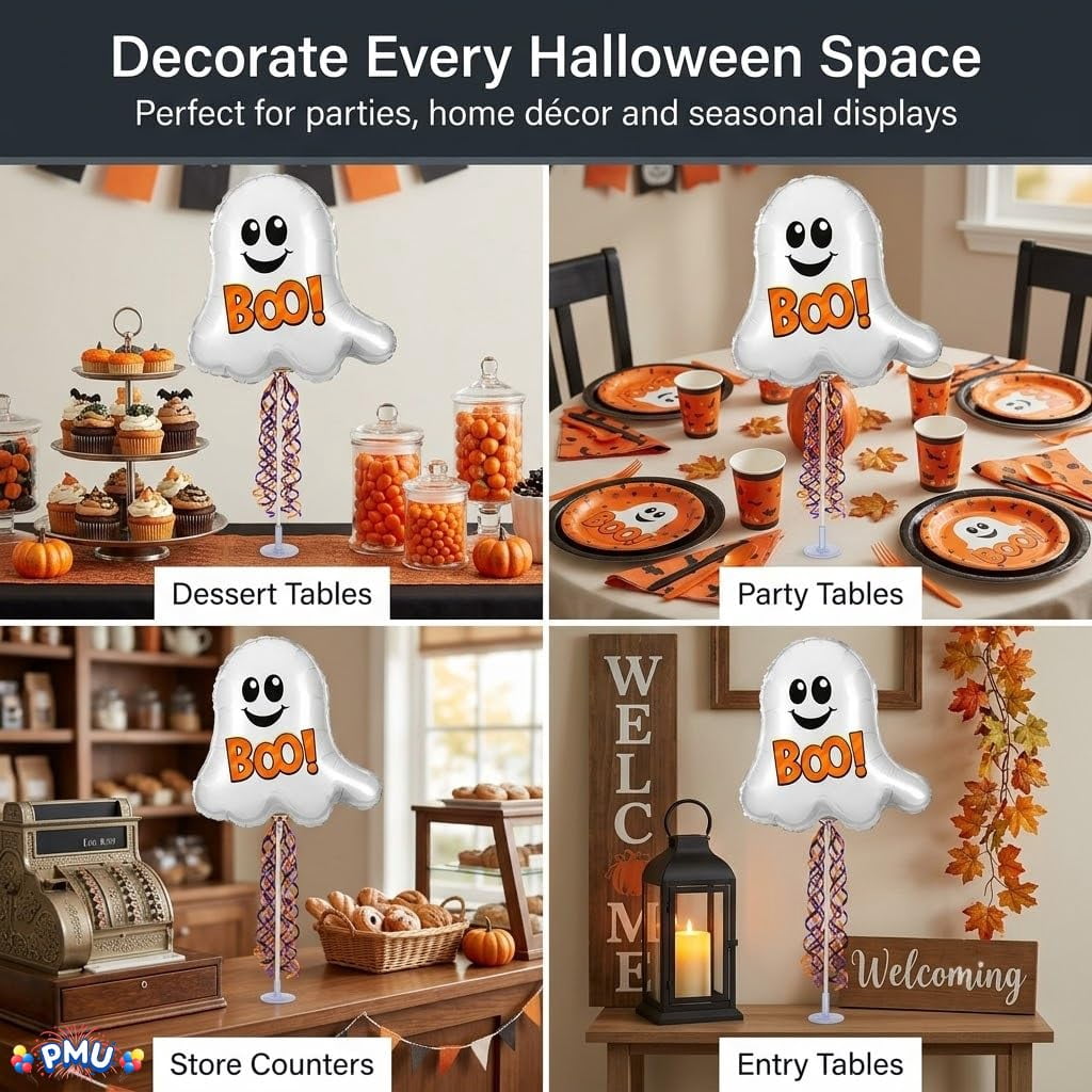 PMU Halloween Pre-Inflated Balloons "Whimsical Pumpkin" 9 Inch Air-Filled Pre-inflated with a Cup and a Stick (1/Pkg) Pkg/1