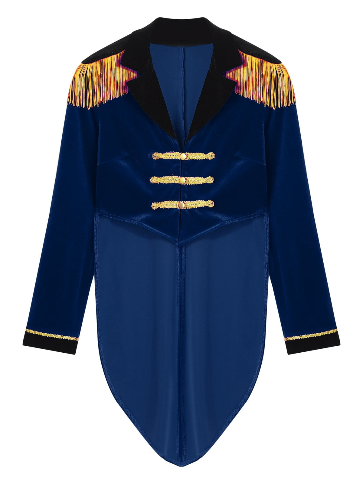 Haitryli Women's Circus Ringmaster Costume Tailcoat Jacket Lapel Velvet Collar Vintage Long Sleeve Navy Blue S