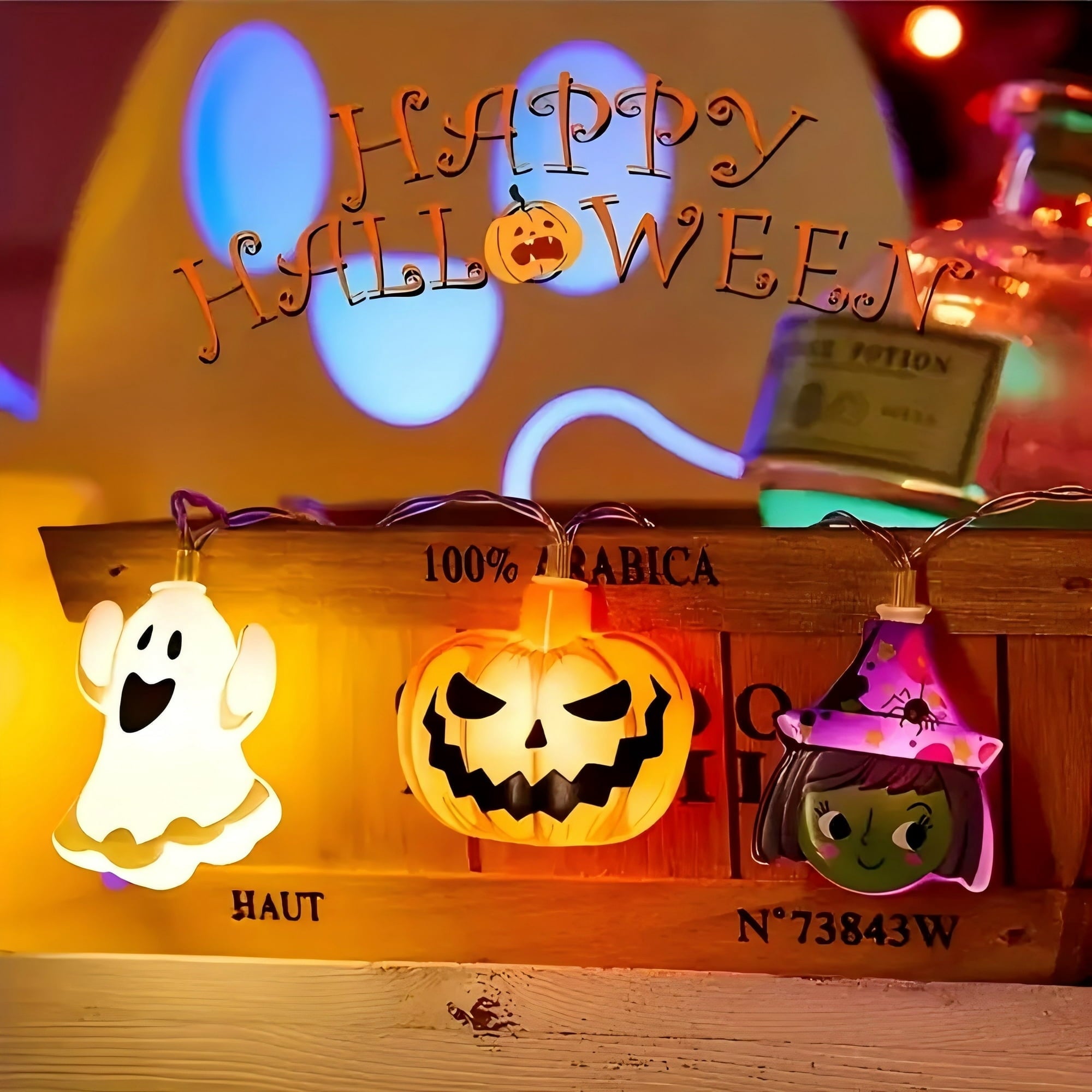 PMMIPNW Halloween LED Fairy String Lights 20LED - Spooky Pumpkin, Witch, Mummy & Cat, 8 Modes with Timer, Designs for Party Decor, Battery Operated Halloween Decorations