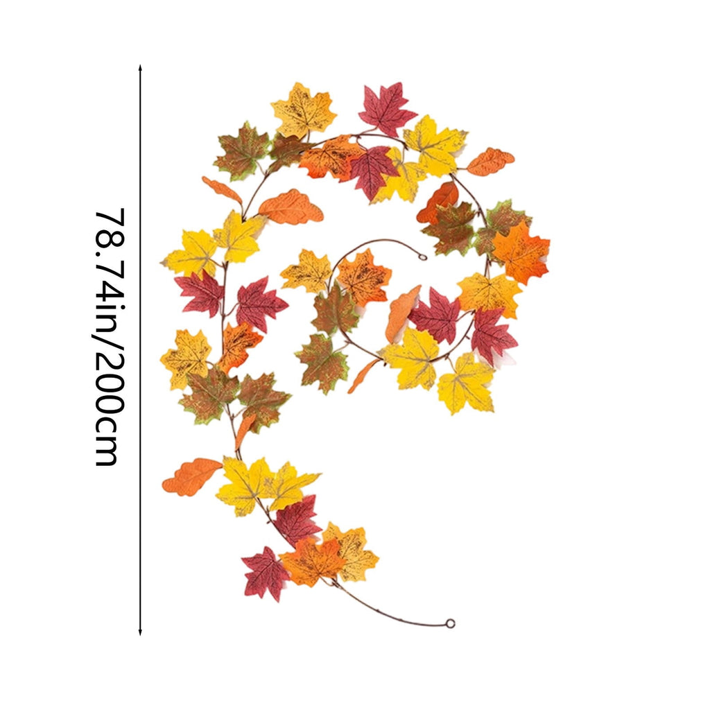 WKSCLPAI Halloween Maple Leaf Garland, Fall Vine Wreaths for Autumn Festivities Decor,Seasonal Garlands for Home,Halloween & Fall Decorations