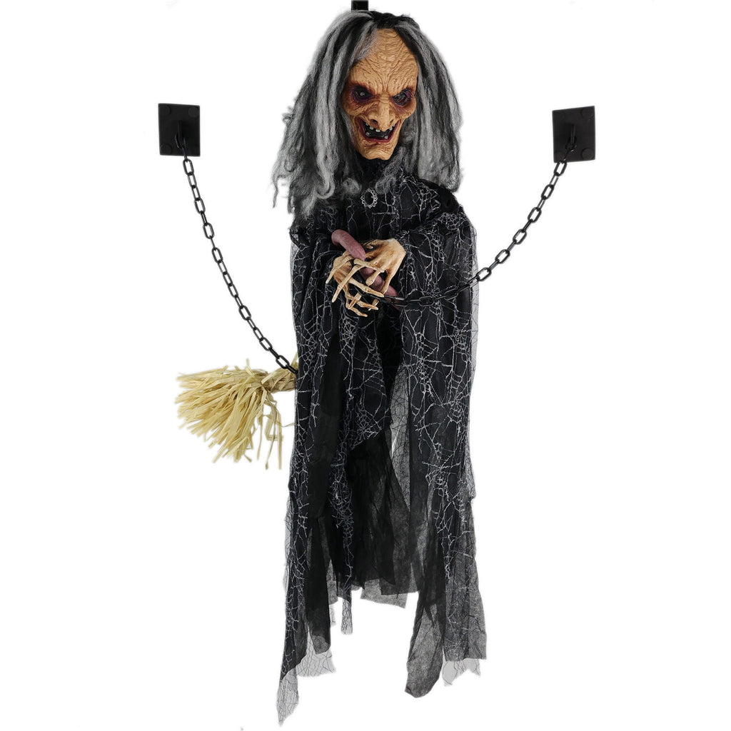 Haunted Hill Farm 5.75 ft Animatronic Witch Indoor/Covered Outdoor Halloween Decoration, HHWITCH-20FLSA