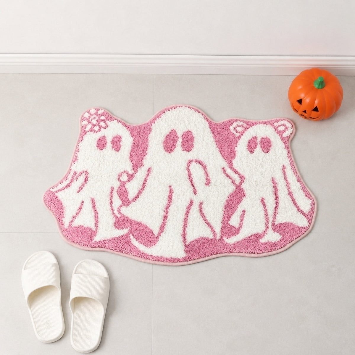 WWC Halloween Door Mat, 32x20 inch Halloween Decor Thick Non Slip Ghost doormat, Entryway Rug for Fall Party Indoor Outdoor Front Porch