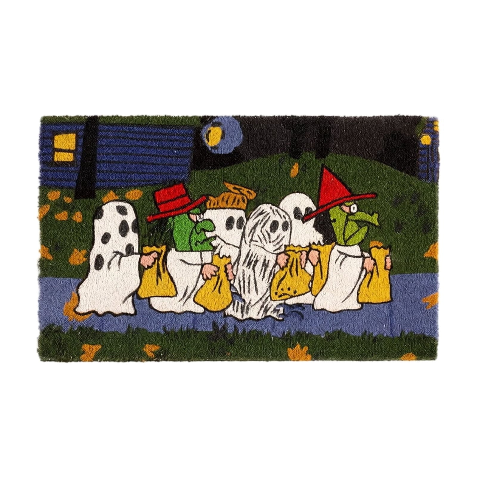 Halloween Ghost Door Mat 35.4 x 23.6 in, Washable Non Slip Crystal Velvet Rug, for Entryway Kitchen Bathroom and Halloween Decorations Outdoor