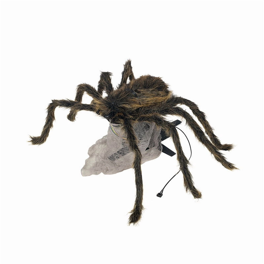 Halloween Jumping Spider Prop, Animated Pop Up Fuzzy Toy with Light Sound, Scary Electric Trick Toy, Horror Prop for Halloween Indoor Outdoor Prank