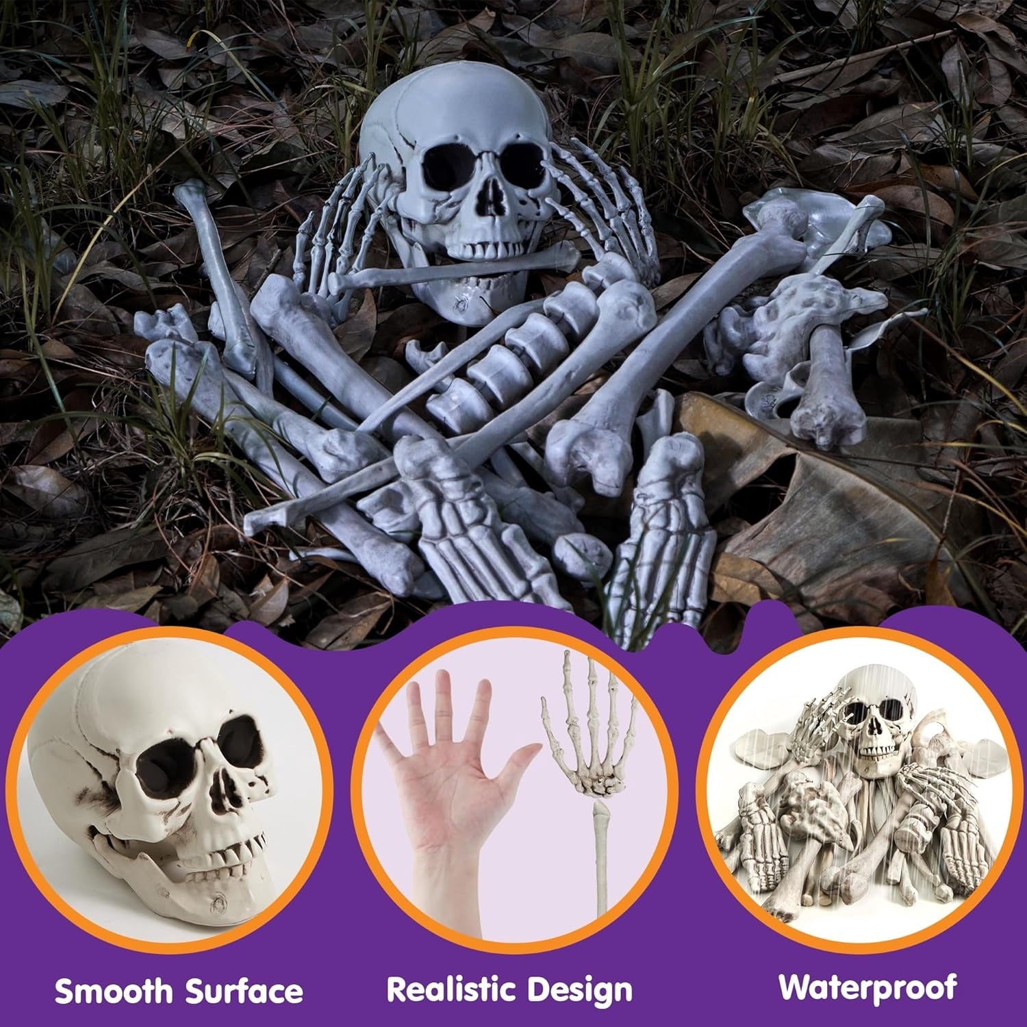 Joyfy 2 Pcs Duck Skeleton Halloween Decoration,4.5 Inch Posable Plastic Animals Halloween Skeleton for Indoor Outdoor Halloween Decorations,Haunted House Party Props