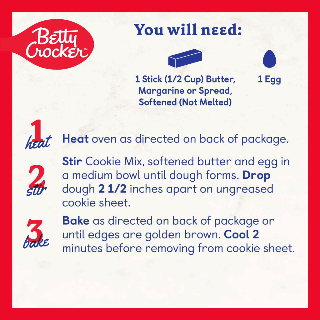 Betty Crocker Chocolate Chip Cookies, Cookie Baking Mix, 17.5 oz