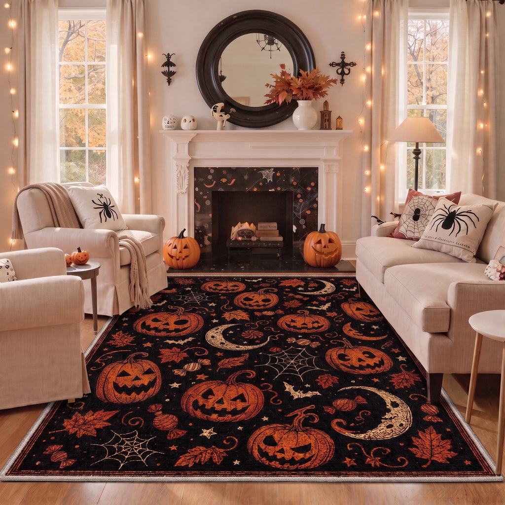GENIMO 2'x3' Halloween Doormat, Washable Non Slip Soft Gothic Castle Outdoor Door Mat for Front Door Covered Porch Patio Entryway, Antique Gold