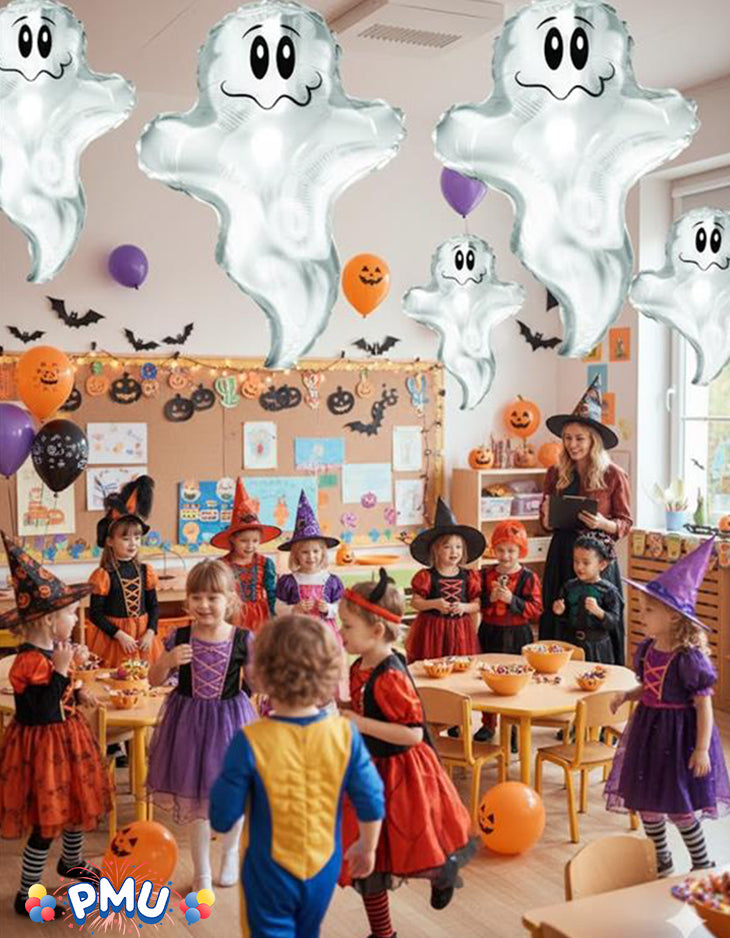 PMU Halloween Flying Ghost 24 Inch Mylar-Foil Balloon (10/pkg) Pkg/1