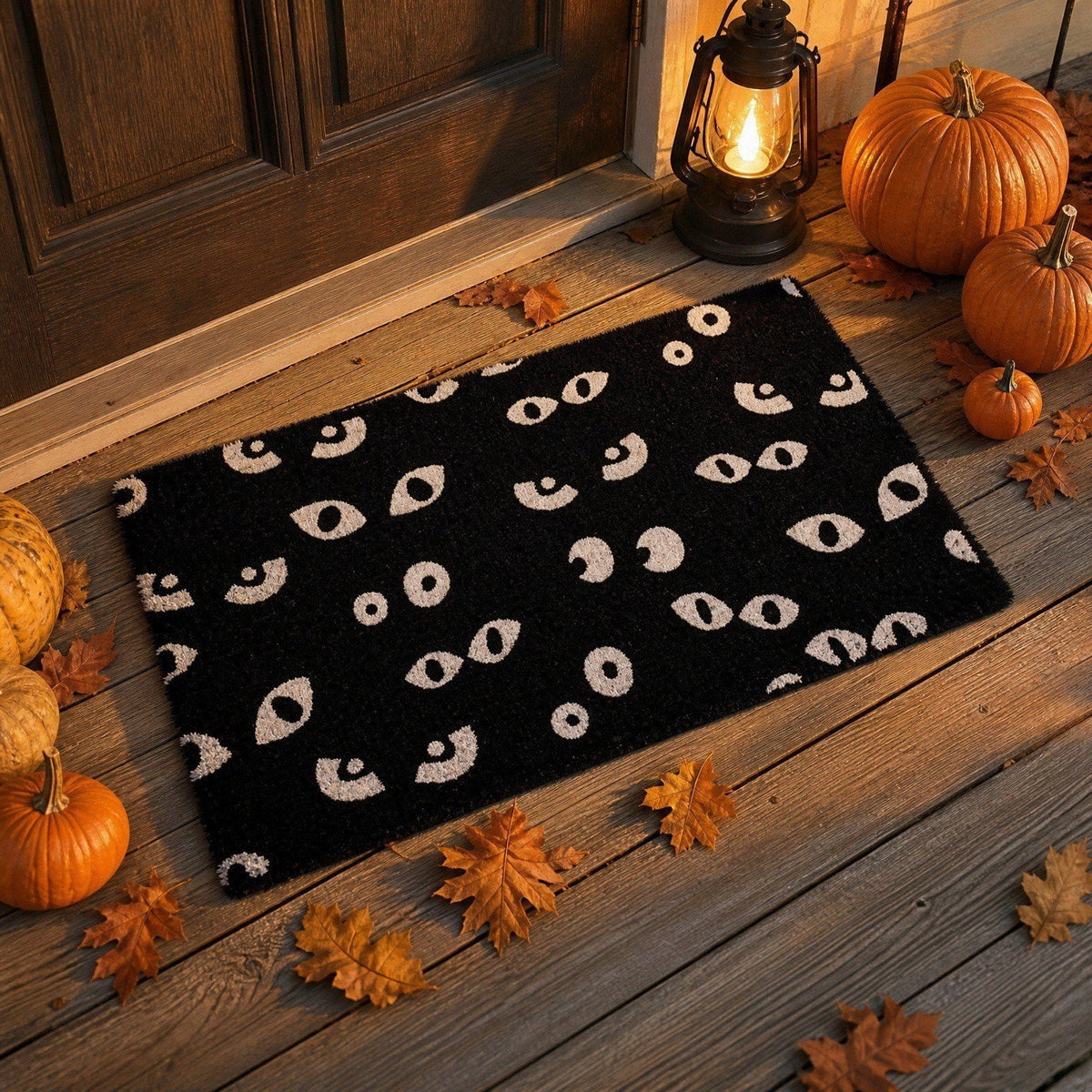 Halloween Eye Pattern Faux Coir Doormat, Non Slip Coir Door Mat for Front Door Entryway, Indoor Outdoor Welcome Rug for Bathroom Kitchen Patio Porch Decor, 20" x 31.5"