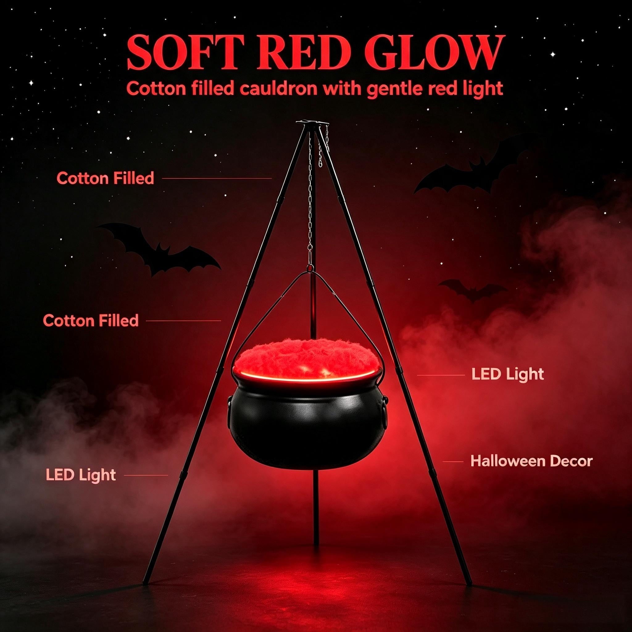 Muecwrye Halloween Decorations Outdoor, Halloween Clearance! Halloween Witches Cauldron on Tripod with Lights, DIY Bubbling Cauldron Set Decor for Home Porch Outside, Halloween Party Supplies