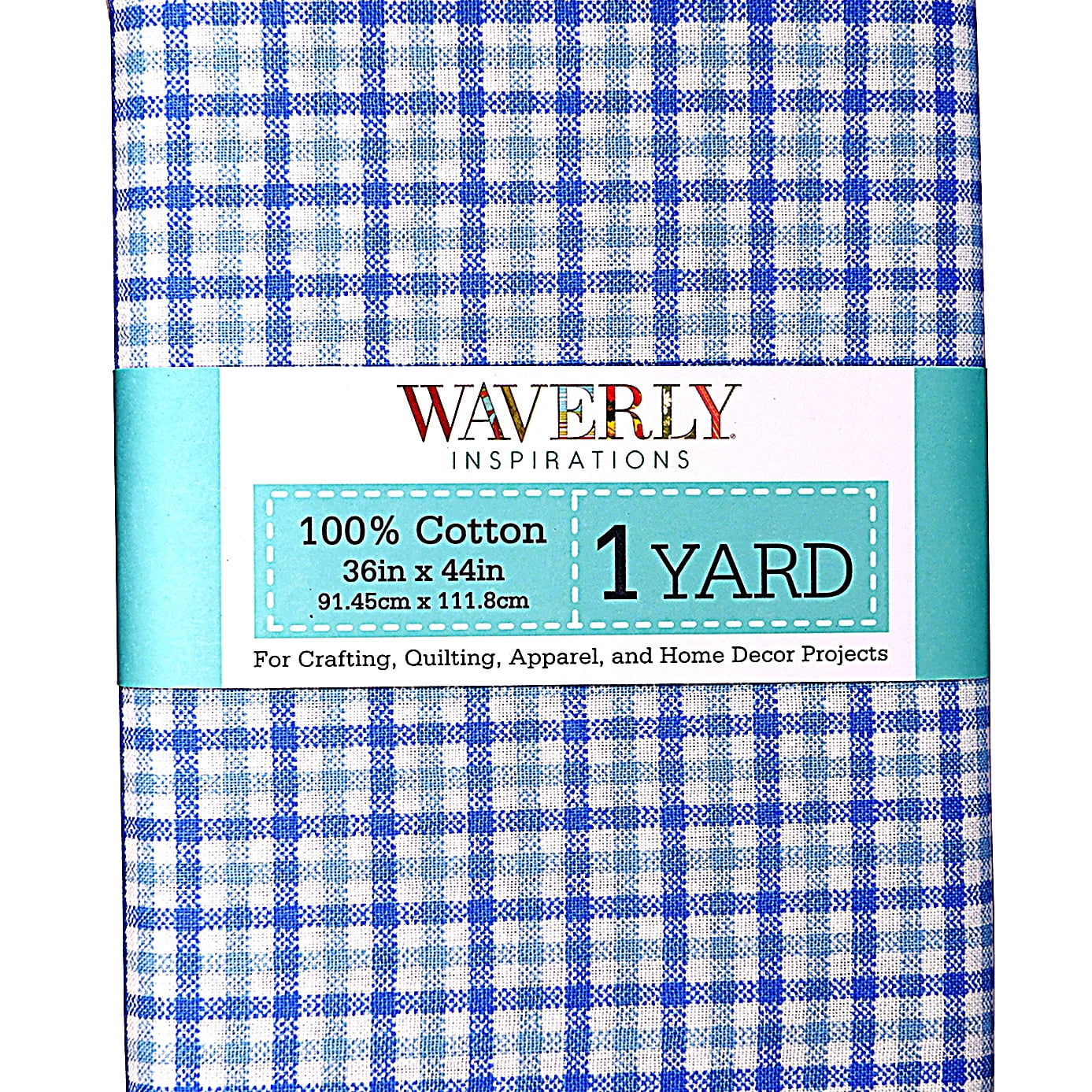 Waverly Inspirations Sewing & Craft Fabric, Plaid Provence Blue, 1 Yard Precut, 100% Cotton, 44 in Wide, for Quilting & Sewing