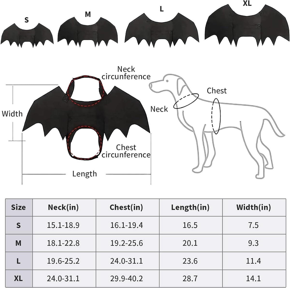 Halloween Dog Bat Wings Pet Costume for Halloween Party Decorations, Cute Puppy Dog and Cat Collar Bat Wings with Pumpkin Bells Cosplay Party (X-Large)