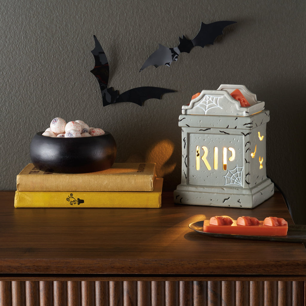 Better Homes & Gardens Halloween Ceramic Electric Plug-in Wax Melt Warmer with Farm Apple Pumpkin Wax Melts, Spooky Ghost