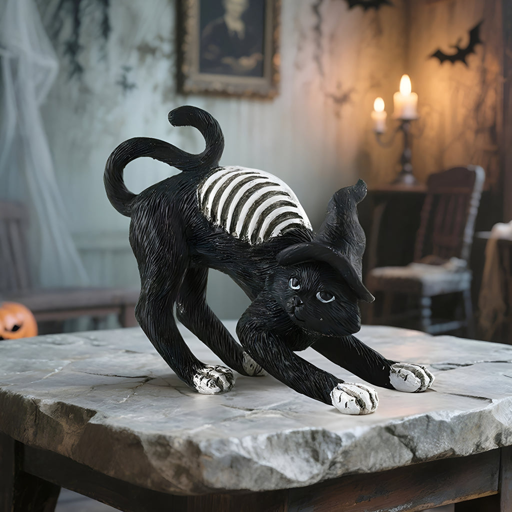 LAMIRO Black Cat Halloween Decorations,Spooky Tabletop Ornaments For Home Party,Gothic Themed Festival Decor,Indoor Outdoor Use,Easy To Display Centerpiece For Halloween Celebrations